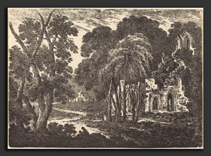 Richard Cooper II (British, 1740 - after 1814), Ruined Abbey among Trees, 1802, pen-and-tusche