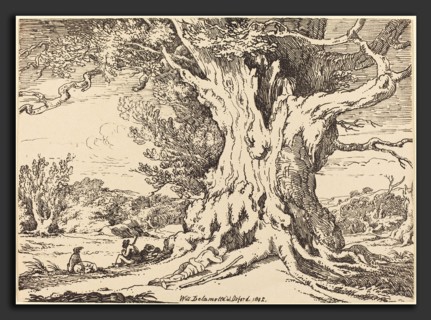 William Alfred Delamotte (British, 1775 - 1863), Resting, Men and Dogs under a Big Tree, 1802,