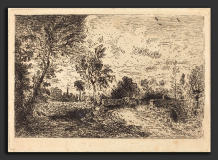John Constable (British, 1776 - 1837), Milford Bridge, c. 1826, etching on wove paper [1st state]