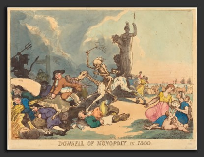 Thomas Rowlandson (British, 1756 - 1827), Downfall of Monopoly in 1800, published 1800,