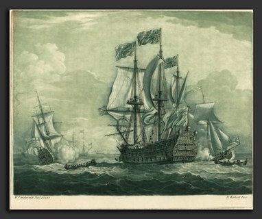 Elisha Kirkall after Willem van de Velde the Younger (English, c. 1682 - 1742), Shipping Scene with