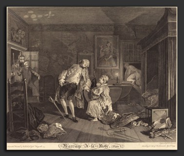 Simon Francois Ravenet I after William Hogarth (French, 1706 - 1774), Marriage a la Mode: pl.5,