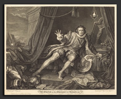 William Hogarth and Charles Grignion (British, 1717 - 1810), Garrick in the Role of Richard III,