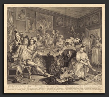 William Hogarth (English, 1697 - 1764), A Rake's Progress: pl.3, 1735, etching and engraving