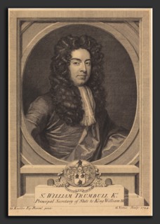 George Vertue after Sir Godfrey Kneller (English, 1684 - 1756), William Trumbull, 1724, engraving