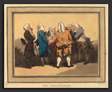 Thomas Rowlandson (British, 1756 - 1827), The Consultation, published 1785, hand-colored etching