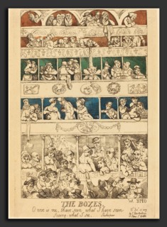 Thomas Rowlandson (British, 1756 - 1827), The Boxes, published 1809, hand-colored etching