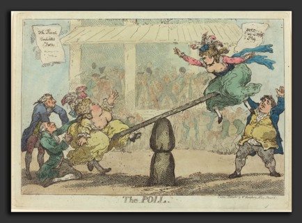 Thomas Rowlandson (British, 1756 - 1827), The Poll, 1784, hand-colored etching