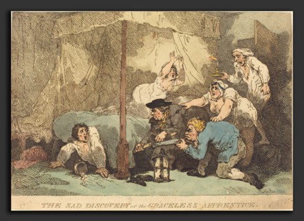 Thomas Rowlandson (British, 1756 - 1827), The Sad Discovery, or The Graceless Apprentice, 1785,