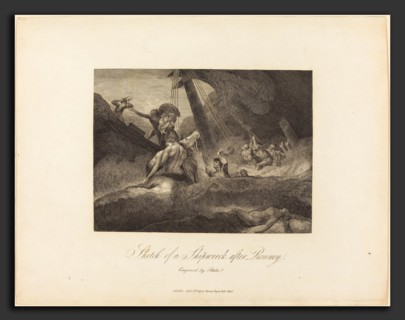 William Blake after George Romney (British, 1757 - 1827), Sketch of a Shipwreck, 1809, engraving