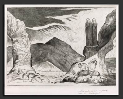 William Blake (British, 1757 - 1827), The Circle of the Falsifiers: Dante and Virgil Covering their