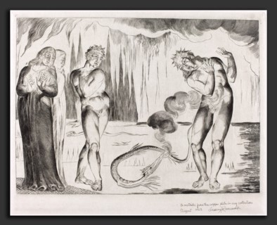 William Blake (British, 1757 - 1827), The Circle of the Thieves; Buoso Donati Attacked by the