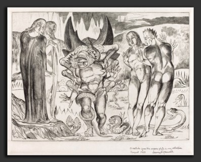 William Blake (British, 1757 - 1827), The Circle of the Thieves; Agnolo Brunelleschi Attacked by a
