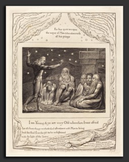 William Blake (British, 1757 - 1827), The Wrath of Elihu, 1825, engraving on India paper