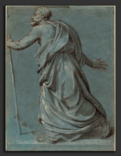 Girolamo Siciolante (Italian, 1521 - c. 1580), Study of a Man Walking towards the Left Holding a