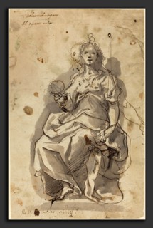 Cherubino Alberti (Italian, 1553 - 1615), Justice, pen and brown ink with gray wash over black