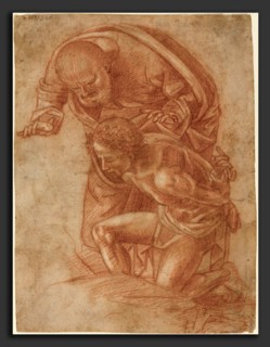 Workshop of Luca Signorelli, The Sacrifice of Isaac, c. 1500, red chalk with white heightening on
