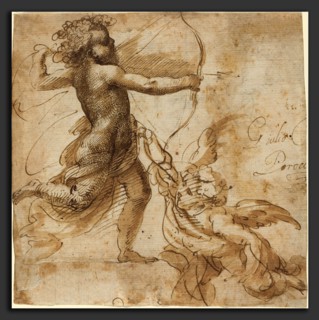 Giulio Cesare Procaccini (Italian, 1574 - 1625), Cupid, pen and brown ink with brown wash