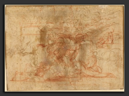 Parmigianino (Italian, 1503 - 1540), Jael and Cisera?, c. 1524-1527, red chalk on thin laid paper