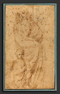 Girolamo da Carpi (Italian, 1501 - 1556), Two Figures, pen and brown ink on laid paper