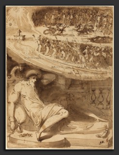 Giovanni Guerra (Italian, 1544 - 1618), The Dream of Mordecai, pen and brown ink with brown wash on