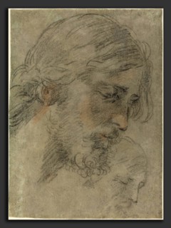 Guido Reni (Italian, 1575 - 1642), The Head of Christ, c. 1623, black, red, and white chalks on