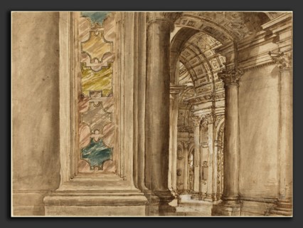 Italian 17th Century, The Interior of Saint Peter's, Rome, first quarter 17th century, pen and