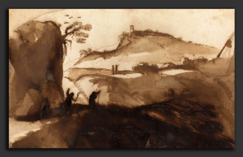 Giovanni Francesco Barbieri, called Guercino (Italian, 1591 - 1666), Shepherds Peering into a