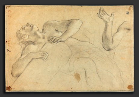 Anton Domenico Gabbiani (Italian, 1652 - 1726), Satyr Leaning on a Column, black and white chalk