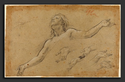 Baldassare Franceschini (Italian, 1611 - 1689), Ascension of the Magdalene, late 1650s, black chalk