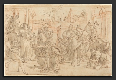 Italian 17th Century, Joseph and His Brother in Egypt, 17th century, pen and brown ink with brown