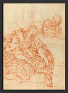 Italian 17th Century, Madonna and Child with Saints John and Joseph [recto], 17th century, red