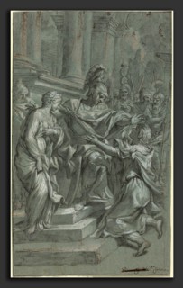 Italian 17th Century, Scipio Restoring His Captive to Her Lover, 17th century, black chalk with