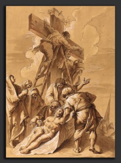 Follower of Francesco Fontebasso, The Deposition, 18th century, pen and brown ink, brush and brown