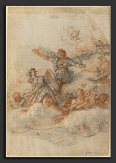 Federico Zuccaro (Italian, 1542-1543 - 1609), Angels and Putti in the Clouds, 1566, red and black