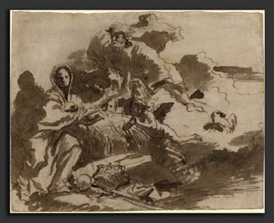 Giovanni Domenico Tiepolo (Italian, 1727 - 1804), God the Father and Angels Adoring the Madonna and