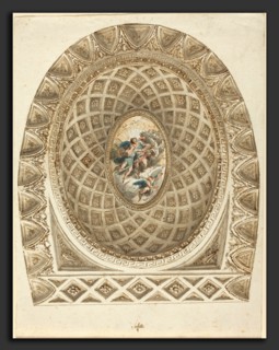 Felice Giani (Italian, 1758 - 1823), A Coffered Dome with Apollo and Phaeton, c. 1787, pen and