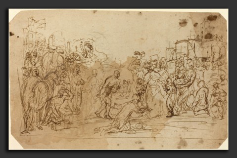 Attributed to Donato Creti (Italian, 1671 - 1749), The Adoration of the Magi [recto], pen and brown