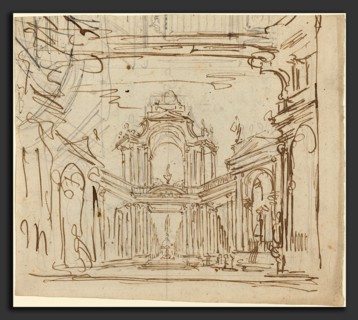 Italian 18th Century, Stage Design, pen and brown ink over graphite on laid paper