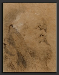 Giuseppe Angeli (Italian, 1712 - 1798), An Elderly Bishop, c. 1750, black, white, and red chalks on