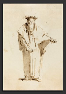 Giovanni Battista Tiepolo (Italian, 1696 - 1770), A Standing Oriental Holding a Rod, 1753-1762, pen