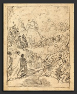 Francesco Solimena (Italian, 1657 - 1747), The Triumph of the Trinity (The Gloria), black chalk on
