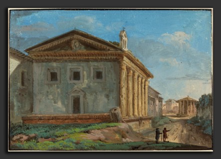 Italian 18th Century, Tempio della Fortuna Virile with the Tempio di Vesta in the Distance, gouache