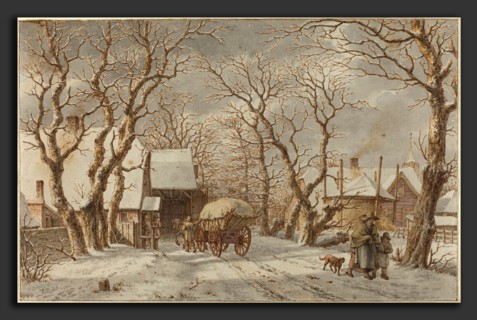 Jacob Cats (Dutch, 1741 - 1799), Winter Scene, 1790, pen and brown ink with gray wash and