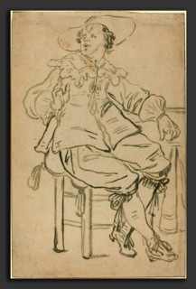 Attributed to Jan Philipz van Bouckhorst (Dutch, c. 1588 - 1631), Seated Cavalier, c. 1630, gray