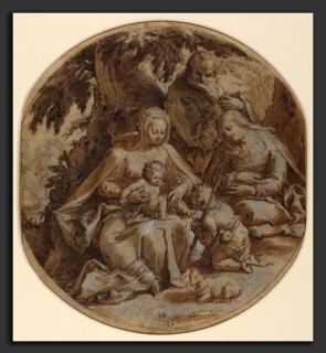 Hendrik Goltzius (Dutch, 1558 - 1617), The Holy Family with Saint Elizabeth and Saint John the