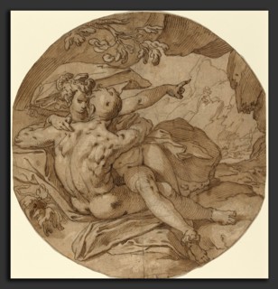 Abraham Bloemaert (Dutch, 1564 - 1651), Acis and Galatea, c. 1590, pen and brown ink with brown