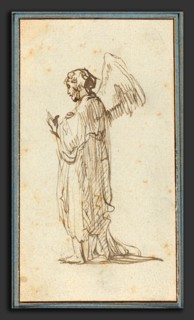 Attributed to Rembrandt van Rijn (Dutch, 1606 - 1669), Angel Standing, pen and brown ink on laid