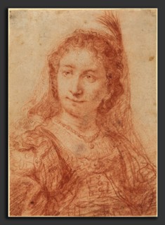 Govaert Flinck (Dutch, 1615 - 1660), Saskia, red chalk on laid paper