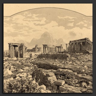 Themistocles von Eckenbrecher (German, 1842 - 1921), The Parthenon from the East, 1890, pen and